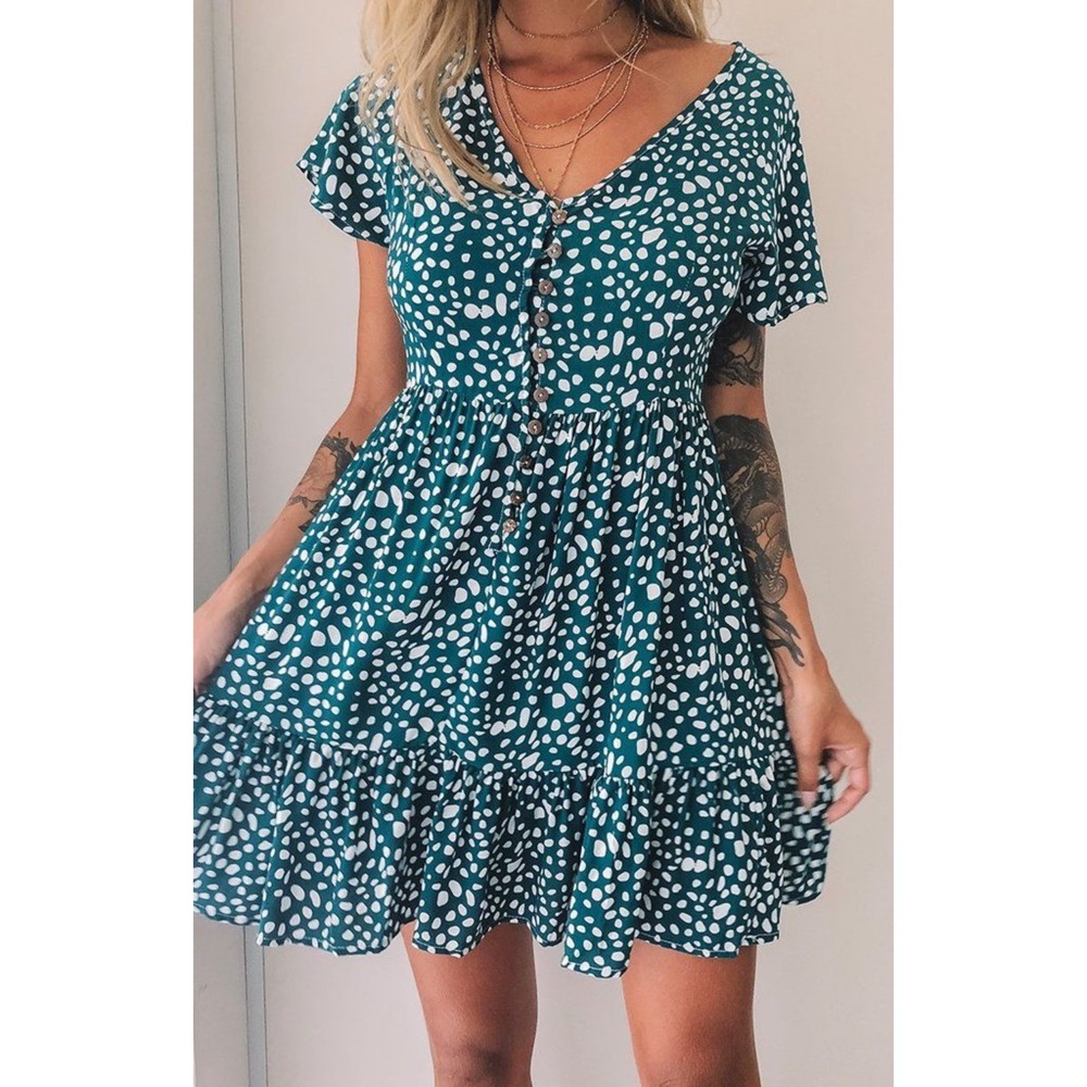 Beginning Boutique Puppy Love Green Polka Dot 🍏🌳